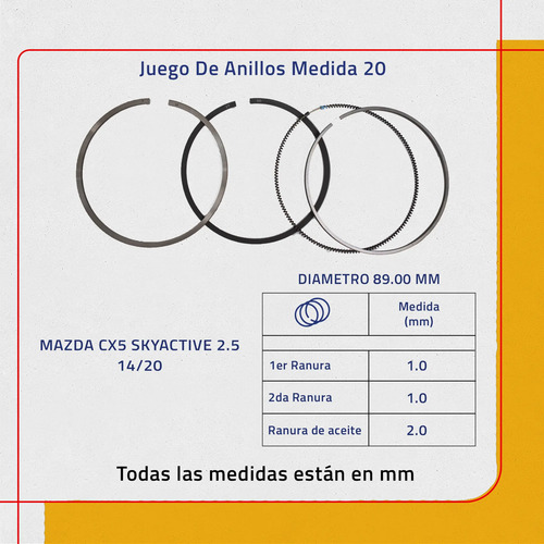 Juego De Anillos De Motor 20 Mazda Cx5 Skyactive 2.5 14/20 - Imagen 9