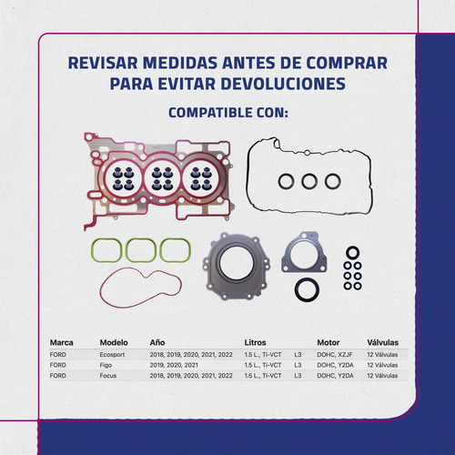 Juego De Empaques Ford Figo L3 12v Dohc Turbo Ti-vct 18/22 - Imagen 5